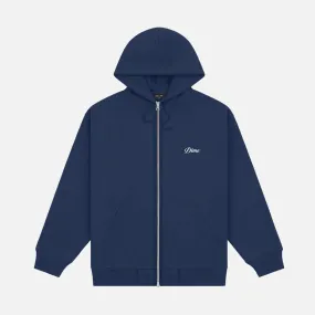 CURSIVE ZIP HOODIE - NAVY AbrasionFree Edging slim fit