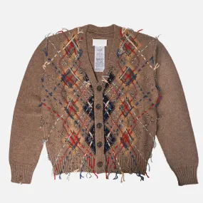 ErgonomicCut CUT-OUT ARGYLE CARDIGAN - WALNUT