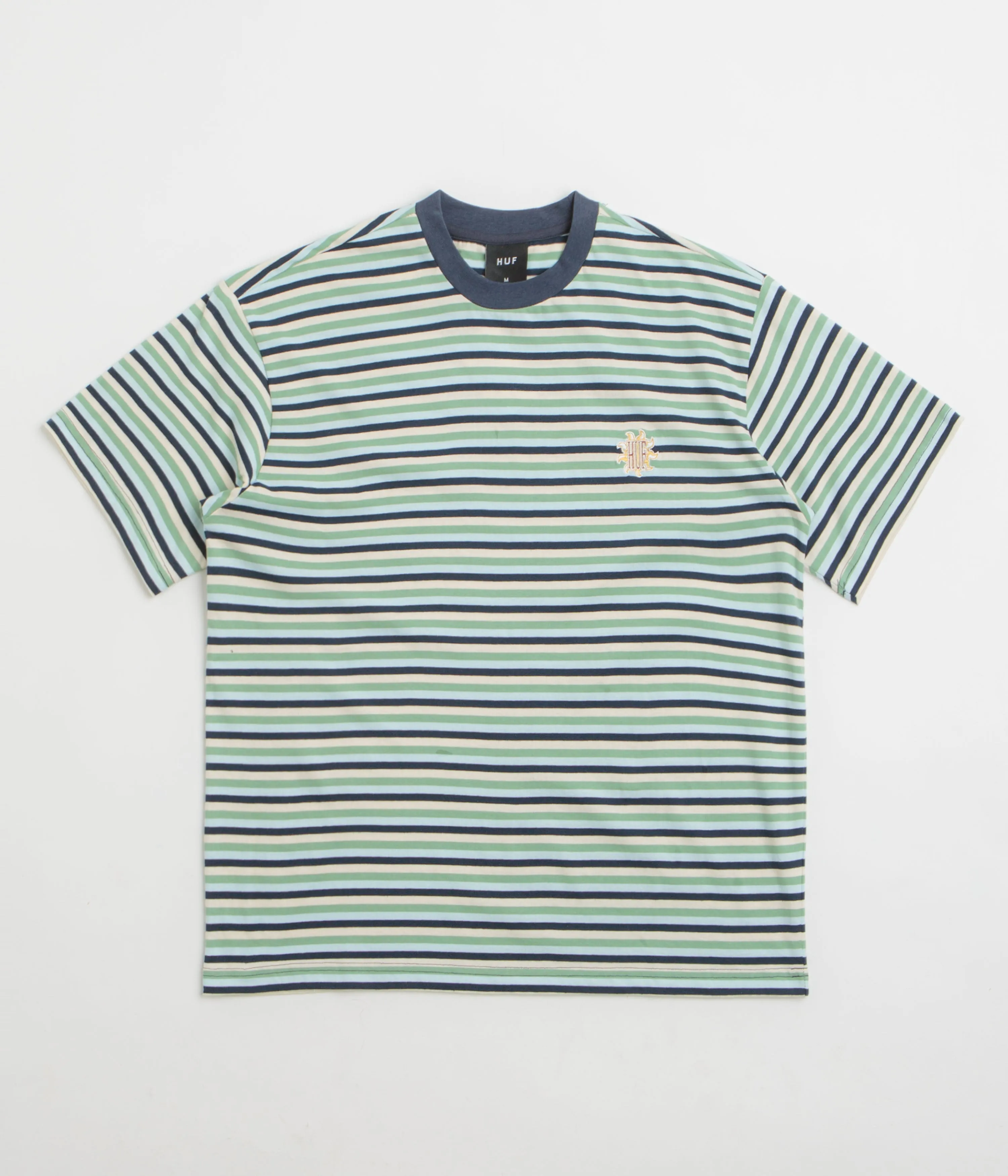 Layered Hem Reinforcement Plus Size HUF Apollo Striped T-Shirt - Blue