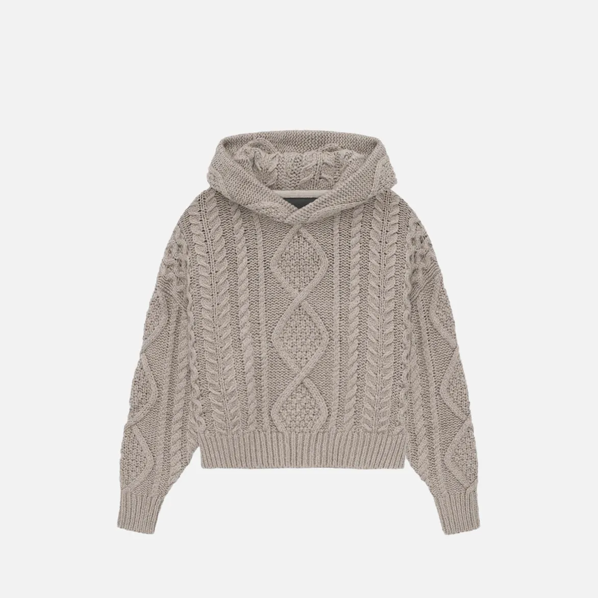 KIDS ESSENTIALS CABLE KNIT HOODIE - CORE HEATHER Moon Cool