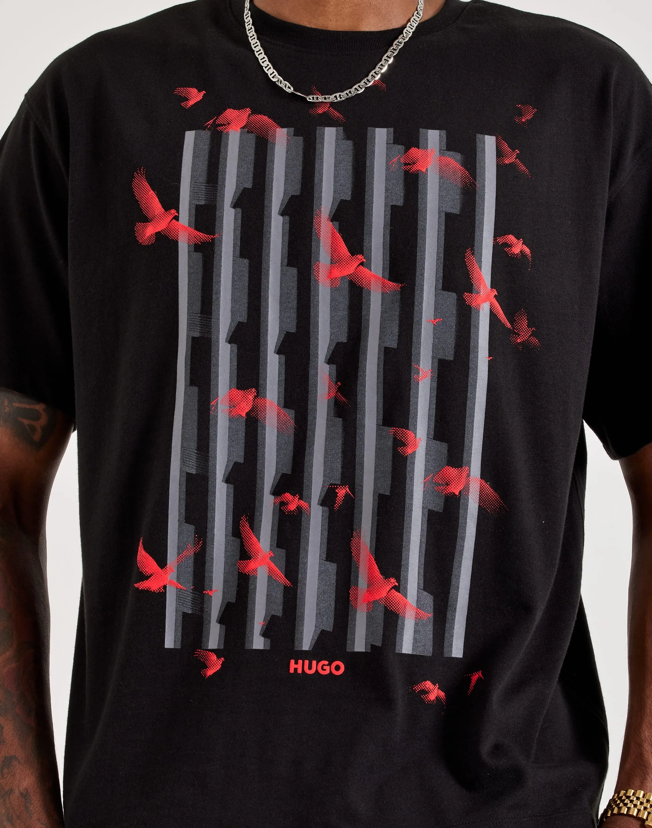 Hugo Graphic Tee Downtown Cool Fire Glow
