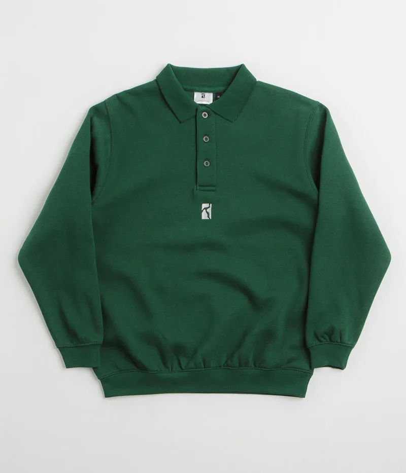 Plus Fit Warm Poetic Collective Heavy Polo Sweatshirt - Bottle Green