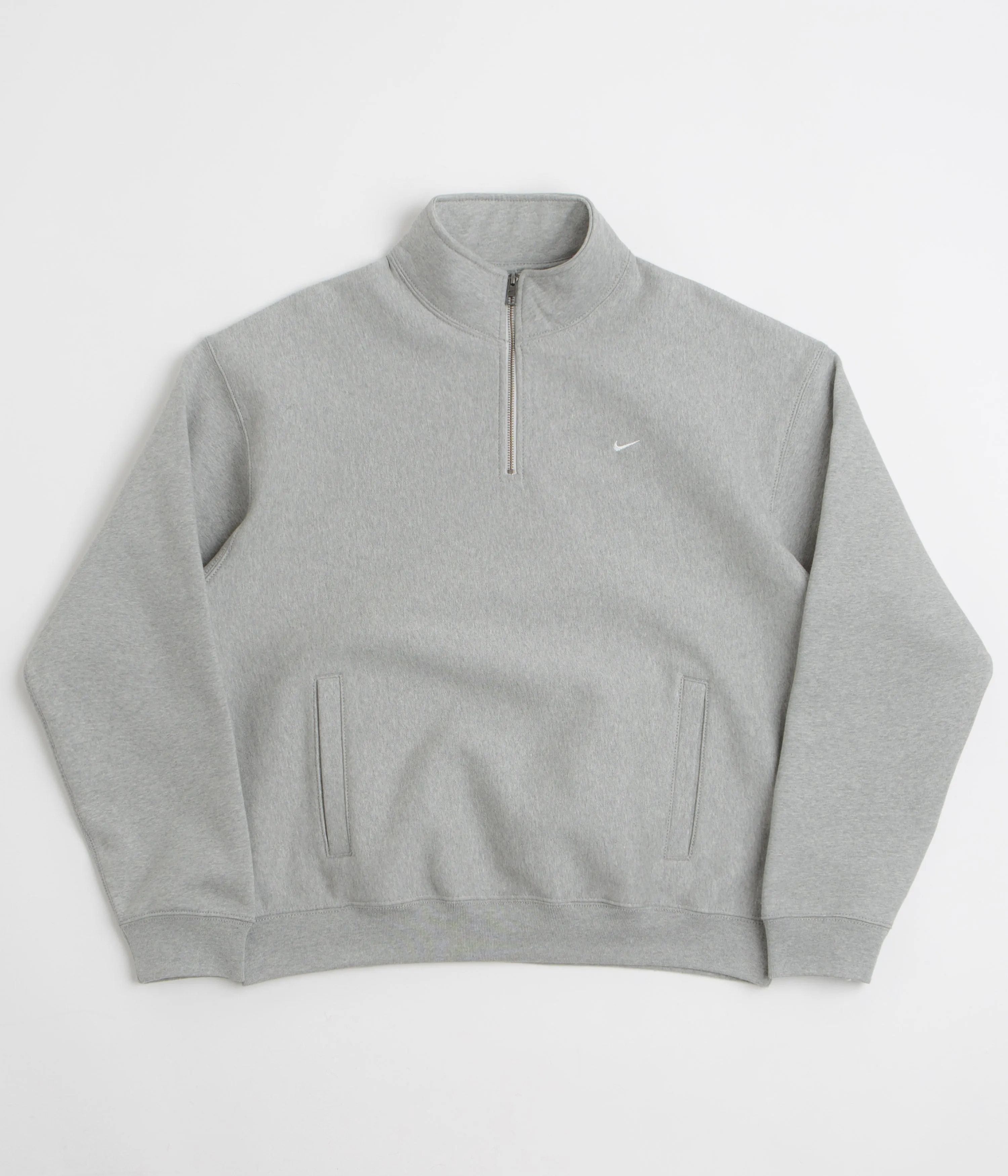 Nike Solo Swoosh Quarter Zip Sweatshirt - Dark Grey Heather / White product anniversary charm