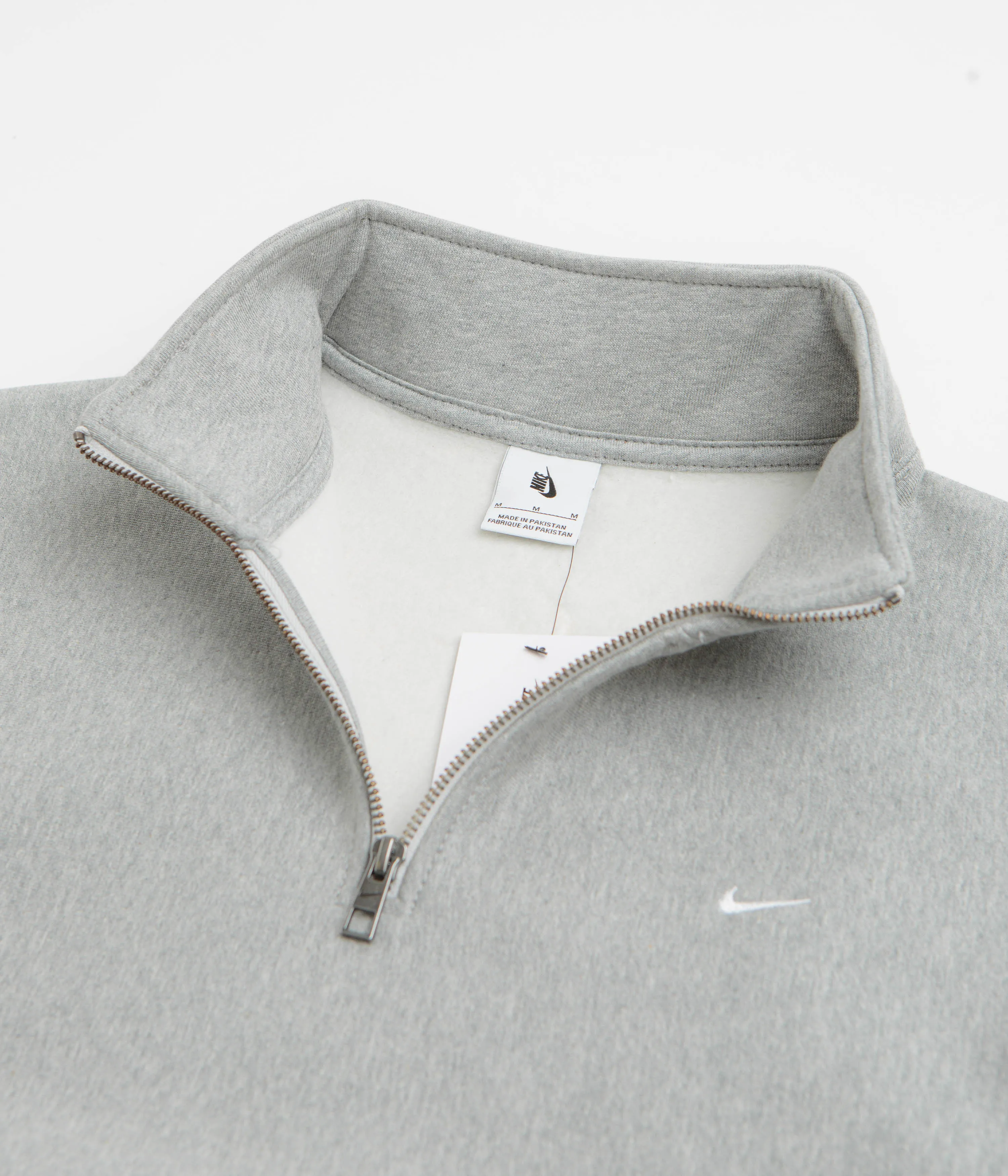 Nike Solo Swoosh Quarter Zip Sweatshirt - Dark Grey Heather / White Plaid Design product stud toughness