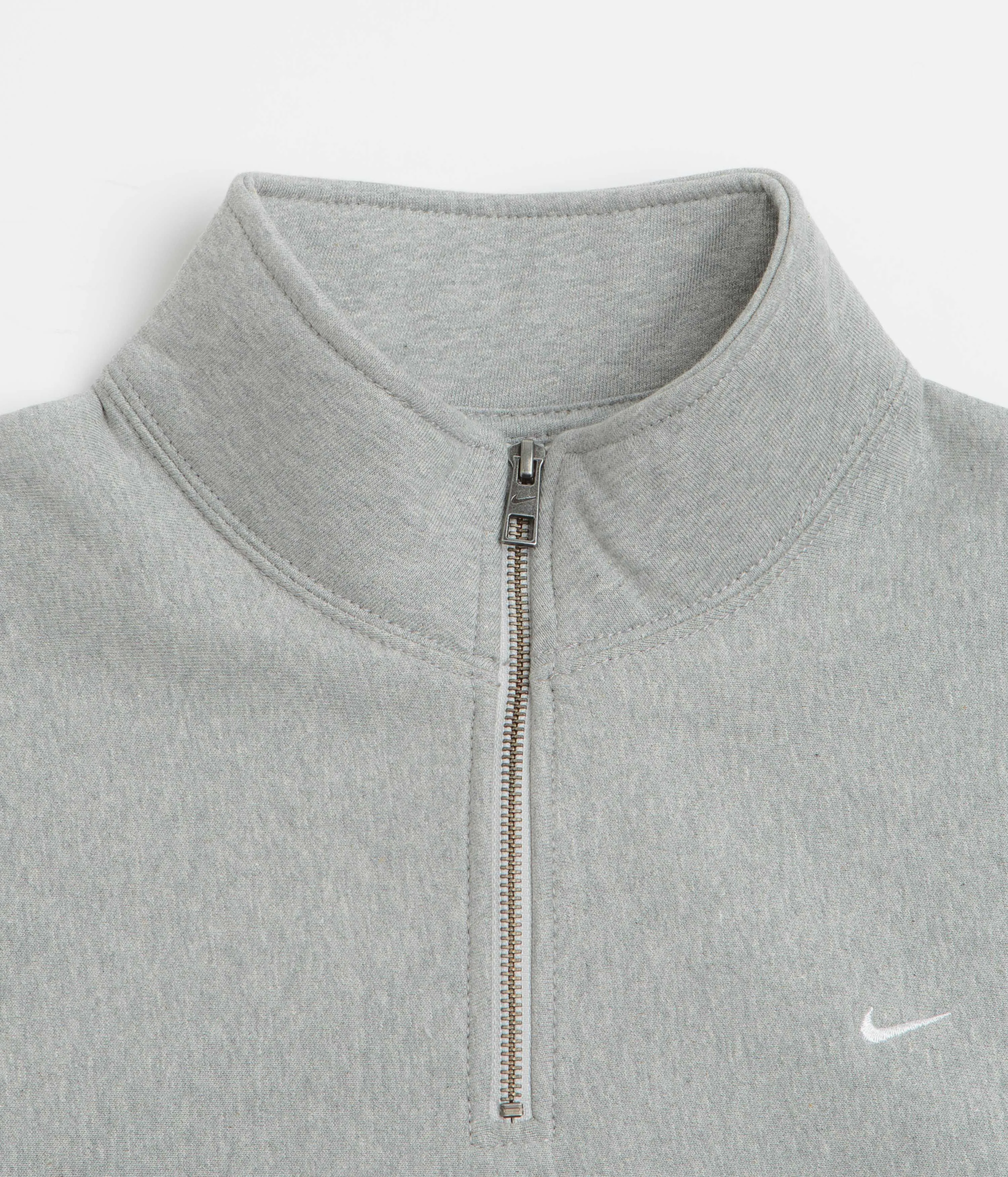 Soft Nike Solo Swoosh Quarter Zip Sweatshirt - Dark Grey Heather / White