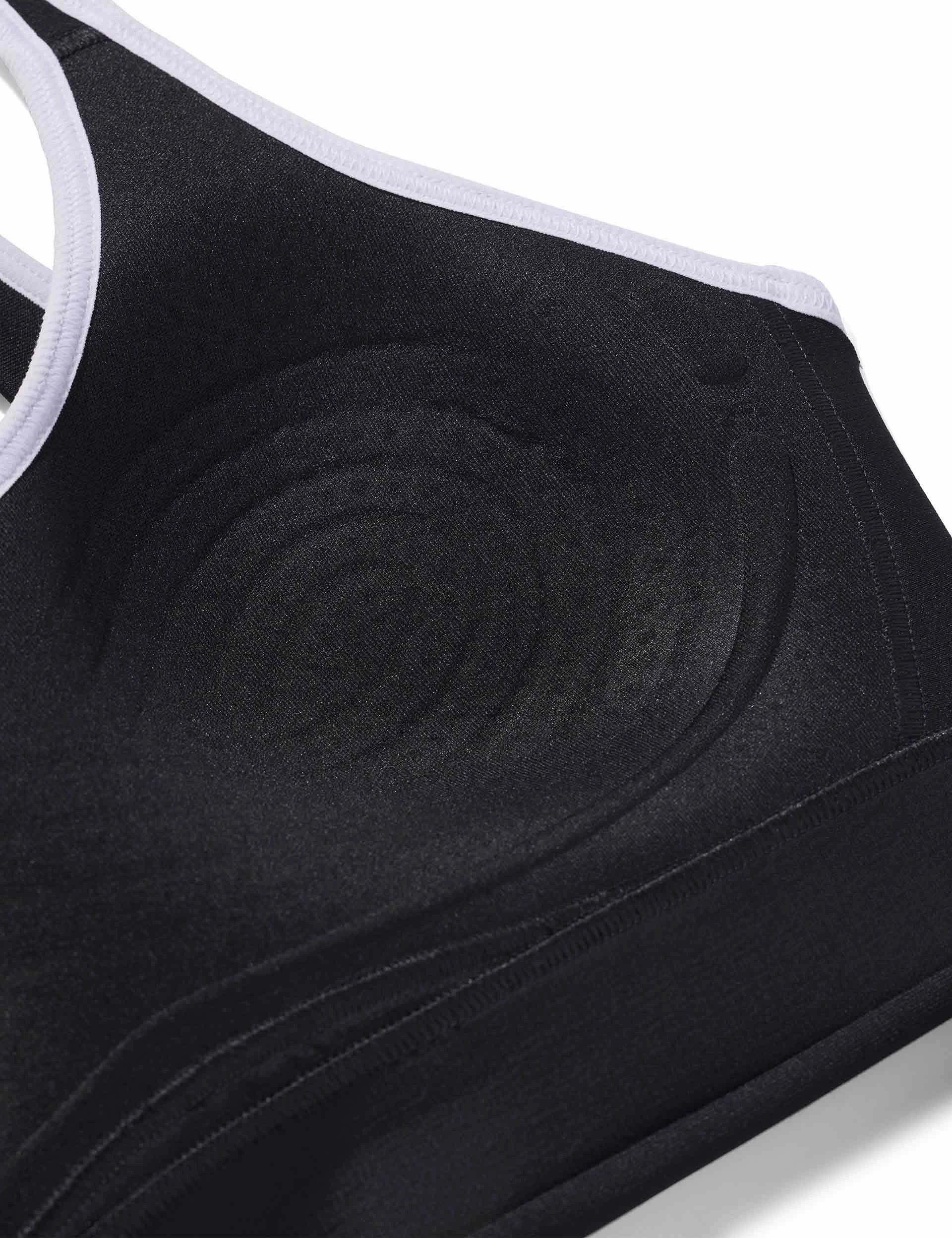 Infinity Mid Piped Sports Bra - Black/White Non Irritating Seams