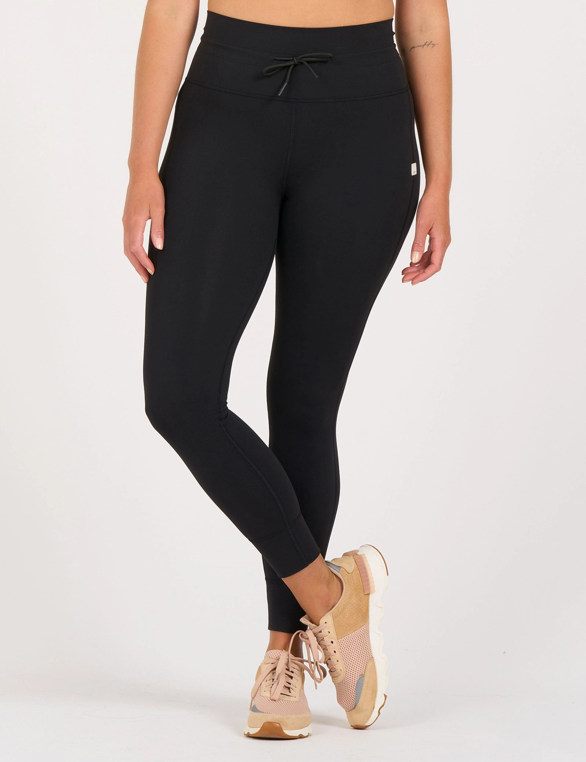 Rib Knit Postpartum Fit Seamless Design Active Lifestyle Daily Legging - Black