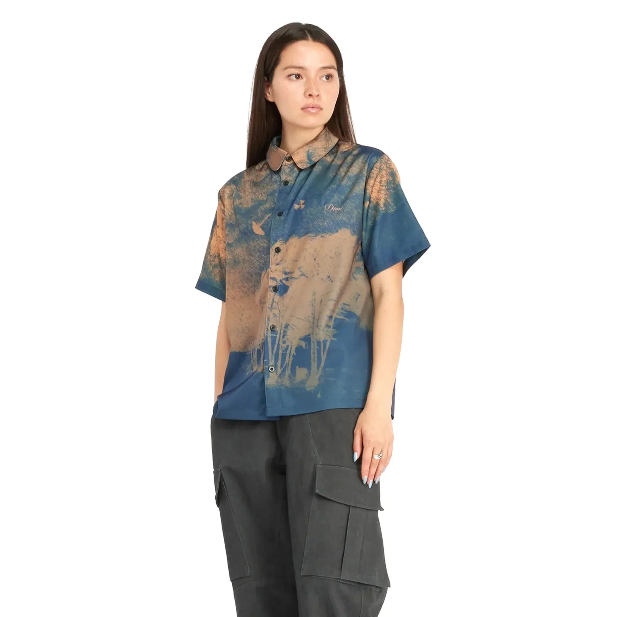 clean look Earth Glow DAY OFF BUTTON UP - PEACH