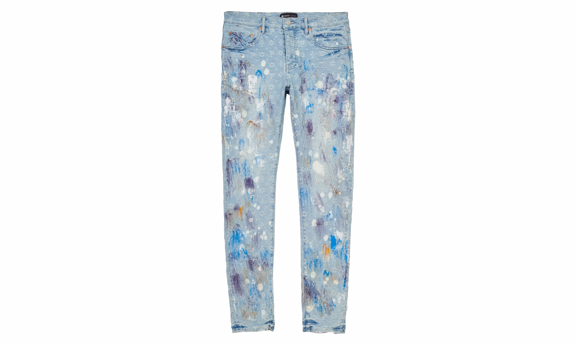 Paint Over Jacquard Monogram Jeans Soft Stretch Artist Vibe Comfy