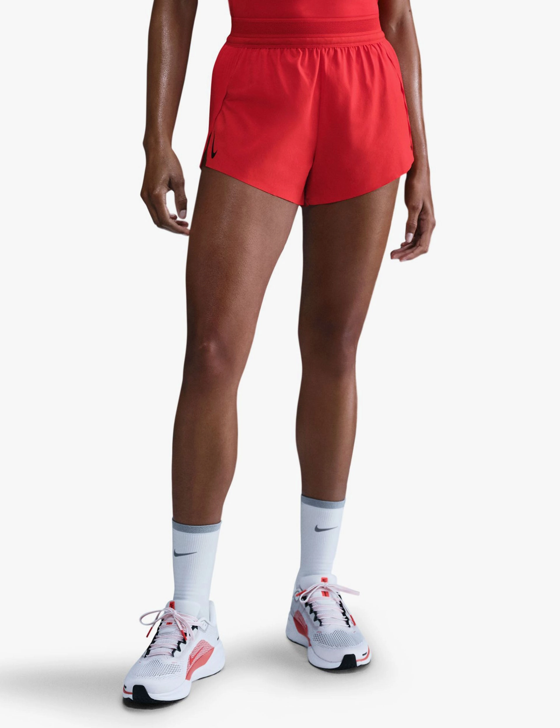 nylon blend Flats AeroSwift Dri-FIT ADV 3" Running Shorts - Light Crimson/Black