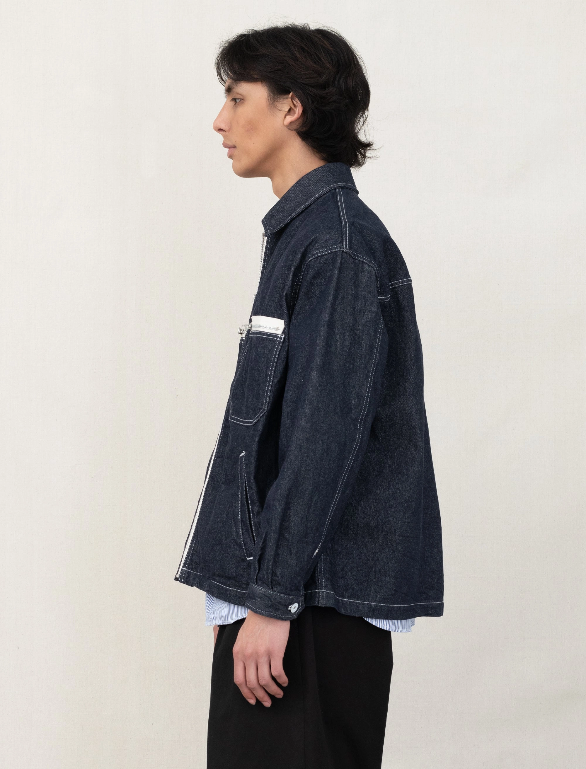 Denim Zip Work Jacket J025 (Indigo) Adjustable Cuff Design Glove Compatible Cuffs