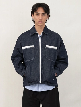 Wrinkle Free Material StretchableMaterial Denim Zip Work Jacket J025 (Indigo)