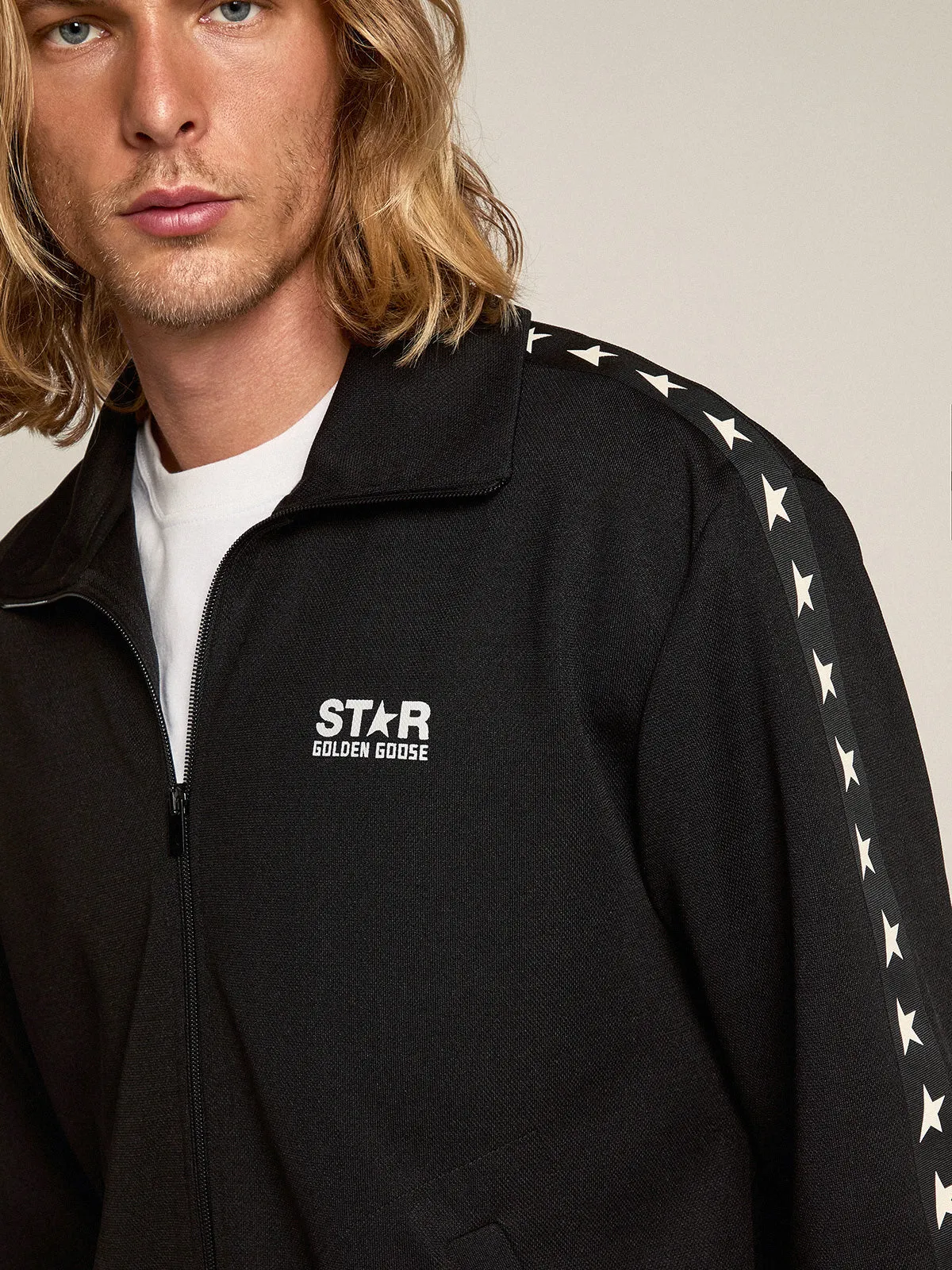 DENIS STAR TRACK JACKET - BLACK / WHITE Seamless Design
