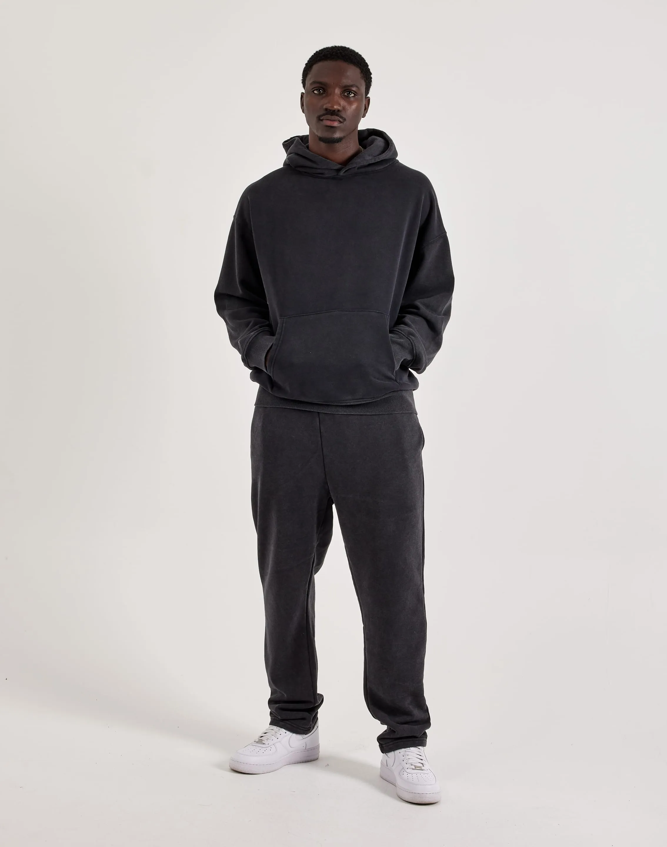 DH Essentials Acid Wash Fleece Pullover Hoodie GridTexture Soft Core