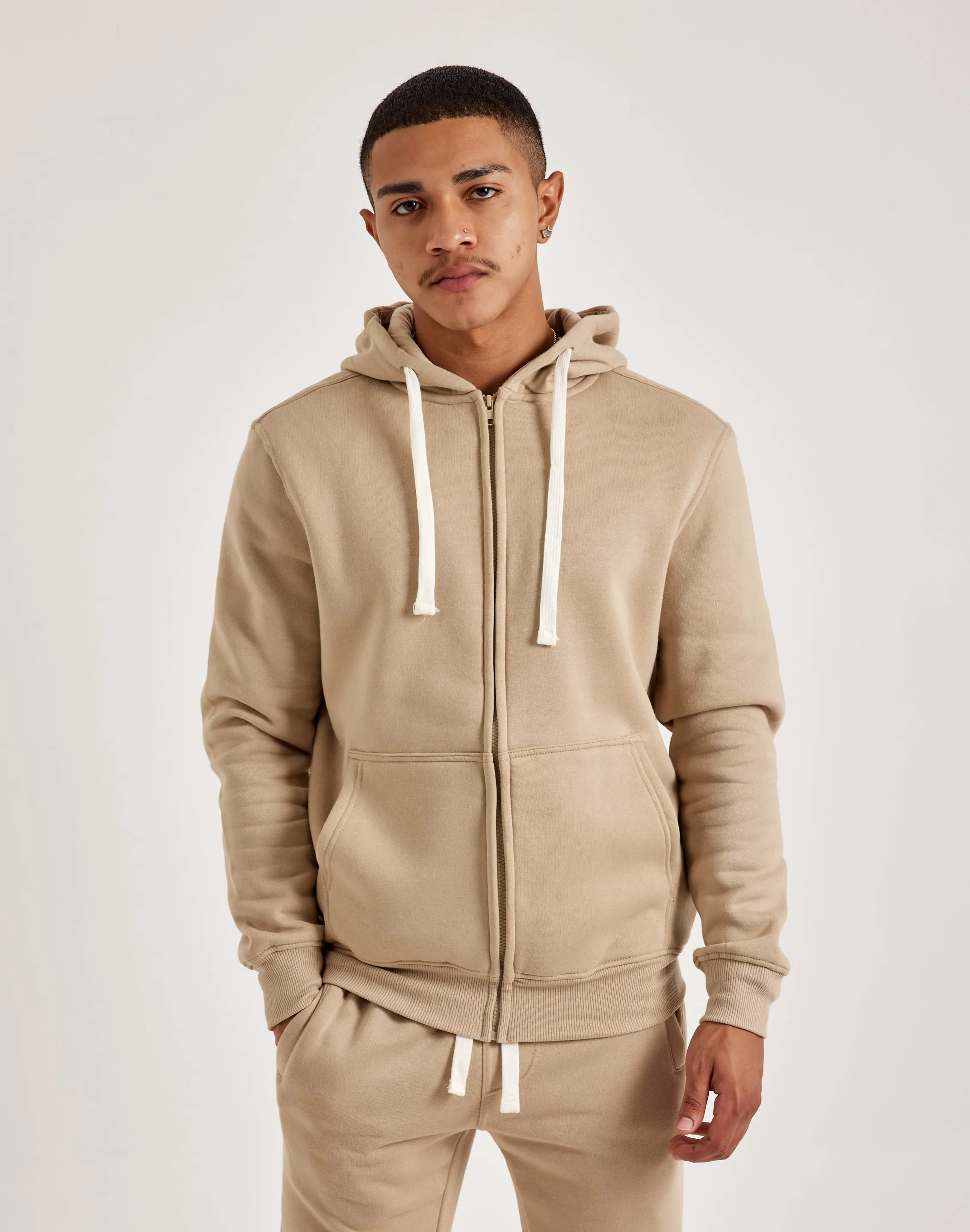 Reinforced Knees DH Essentials Basic Full-Zip Fleece Hoodie