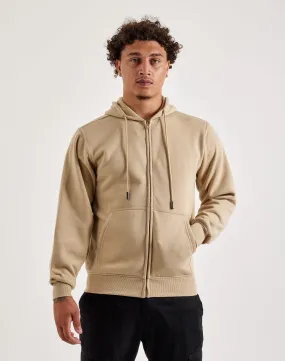 DH Essentials Basic Full-Zip Fleece Hoodie Pure Linen Blend