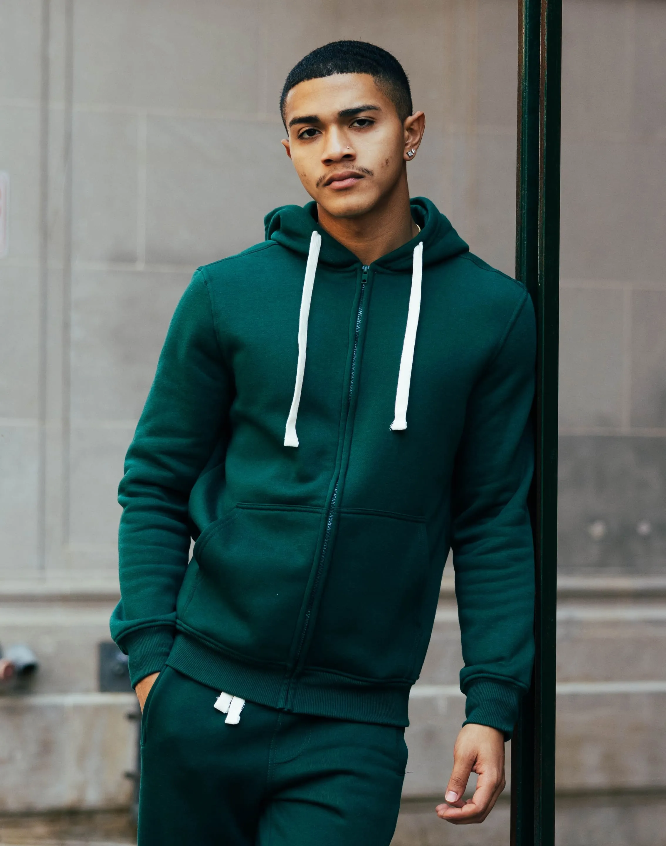 DH Essentials Basic Full-Zip Fleece Hoodie WearResistantHem AntiPillingCloth