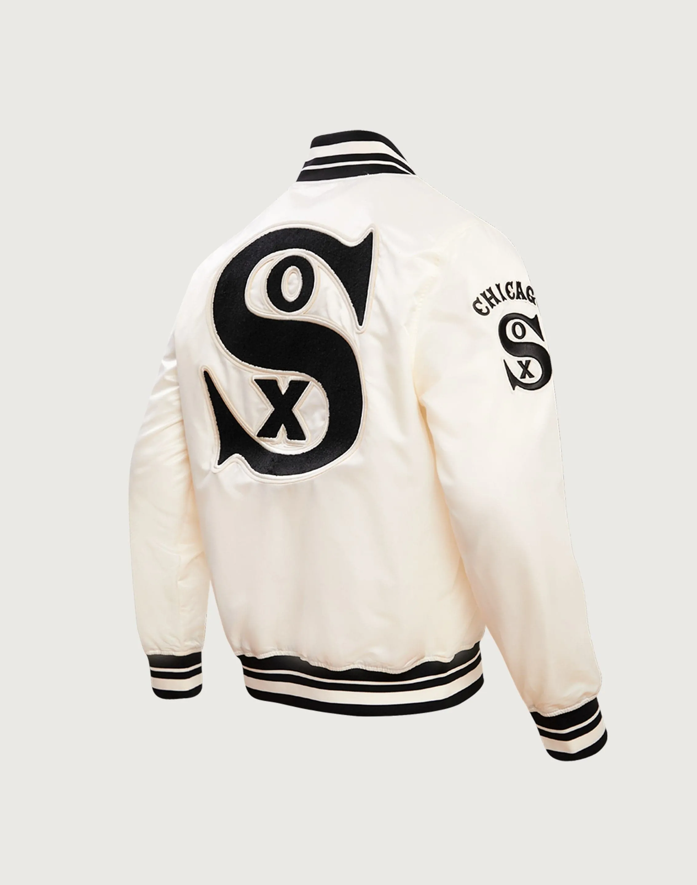DurableReinforcedElbow Recycled Polyester Blend Pro Standard MLB Chicago White Sox Retro Classic Rib Satin Jacket