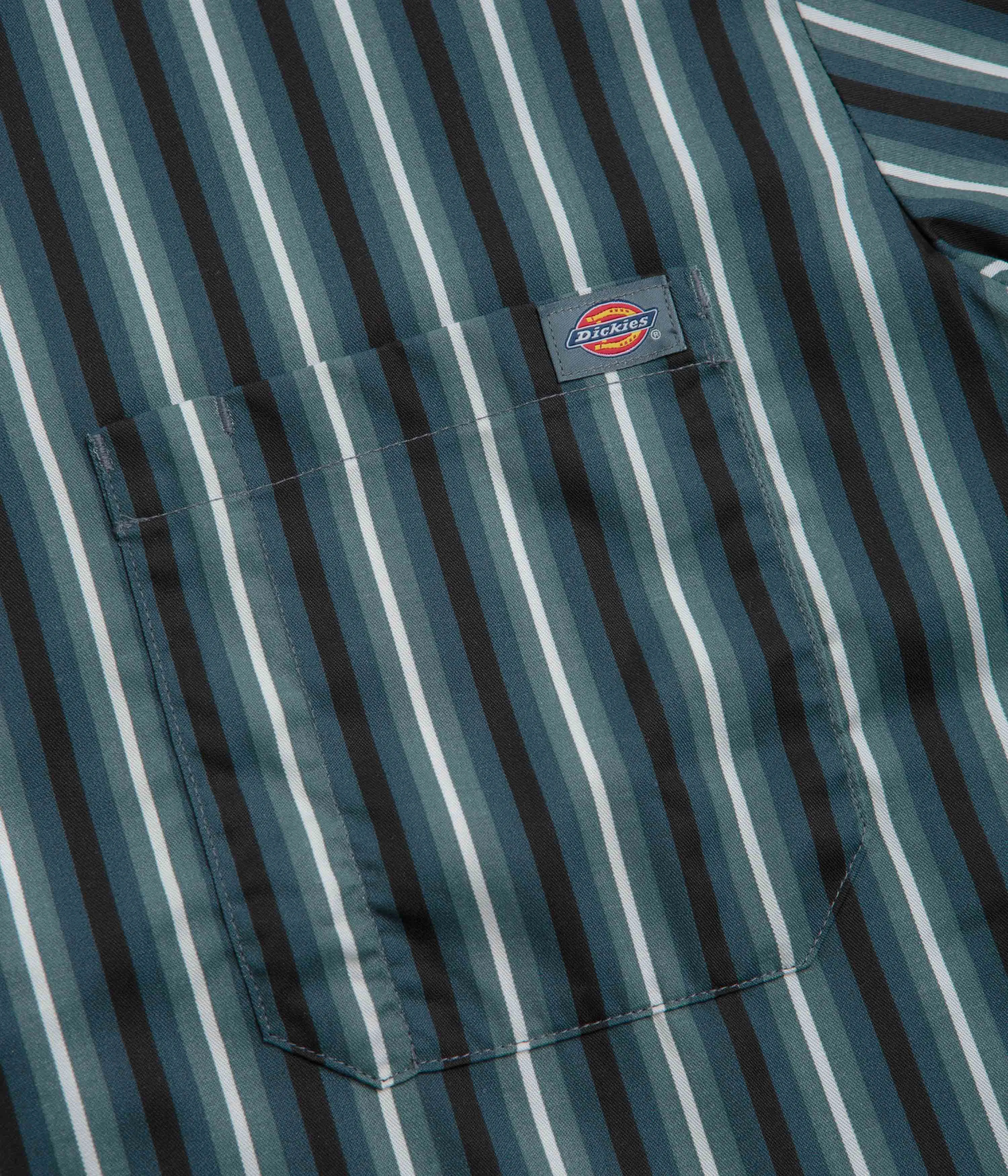 Sophisticated Elegance Dickies Multi Stripe Work Short Sleeve Shirt - Stormy Weather