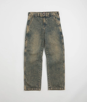 Tangle Free Cuffs Dickies Stevensville Carpenter Jeans - Yellow Fade Indigo