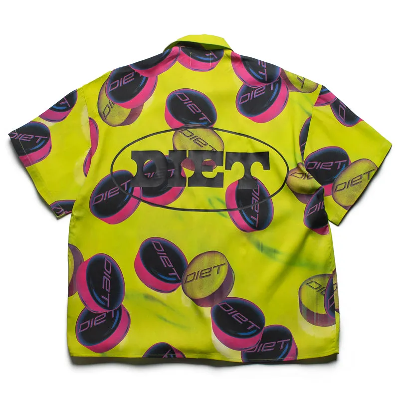 Tagless Design Diet Starts Monday Pill Button Up Shirt - Volt Green