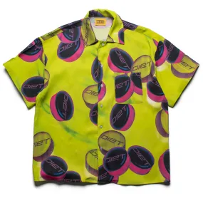 Diet Starts Monday Pill Button Up Shirt - Volt Green Festive Look Rooftop Bar