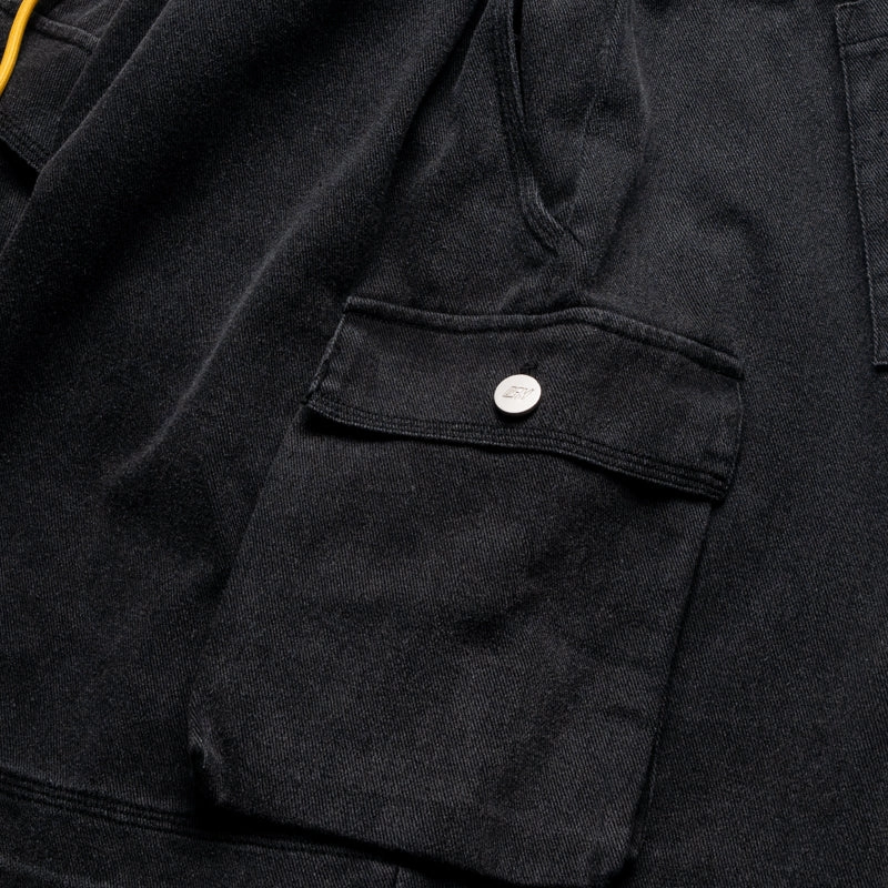 Flexible Side Panels Functional Design Diet Starts Monday Canvas Cargo Shorts - Black