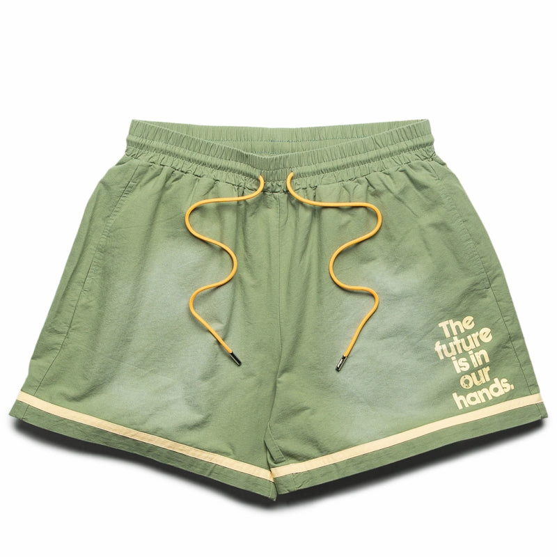 Diet Starts Monday Canvas Stripe Short - Lime Everyday Basic