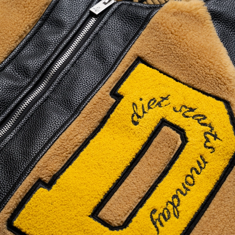 sunny - day look Athletic Wear Diet Starts Monday Sherpa Varsity Jacket - Black/Yellow