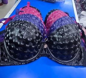 Supportive Side Oversized fit seams Textured Padded Push-Up Bra with Central Charm