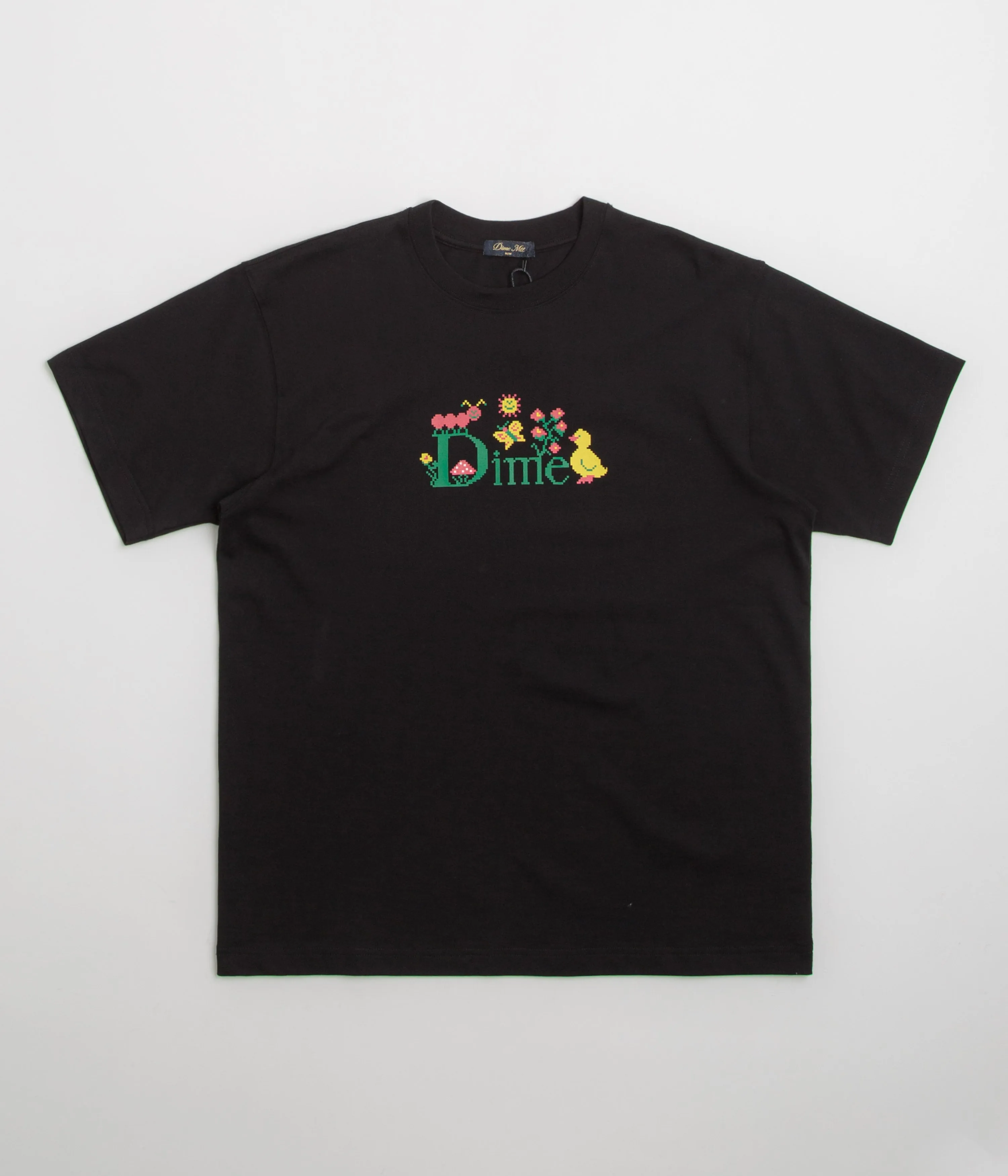 Dime Classic Cross Stitch T-Shirt - Black Metallic colors Double Needle Stitching