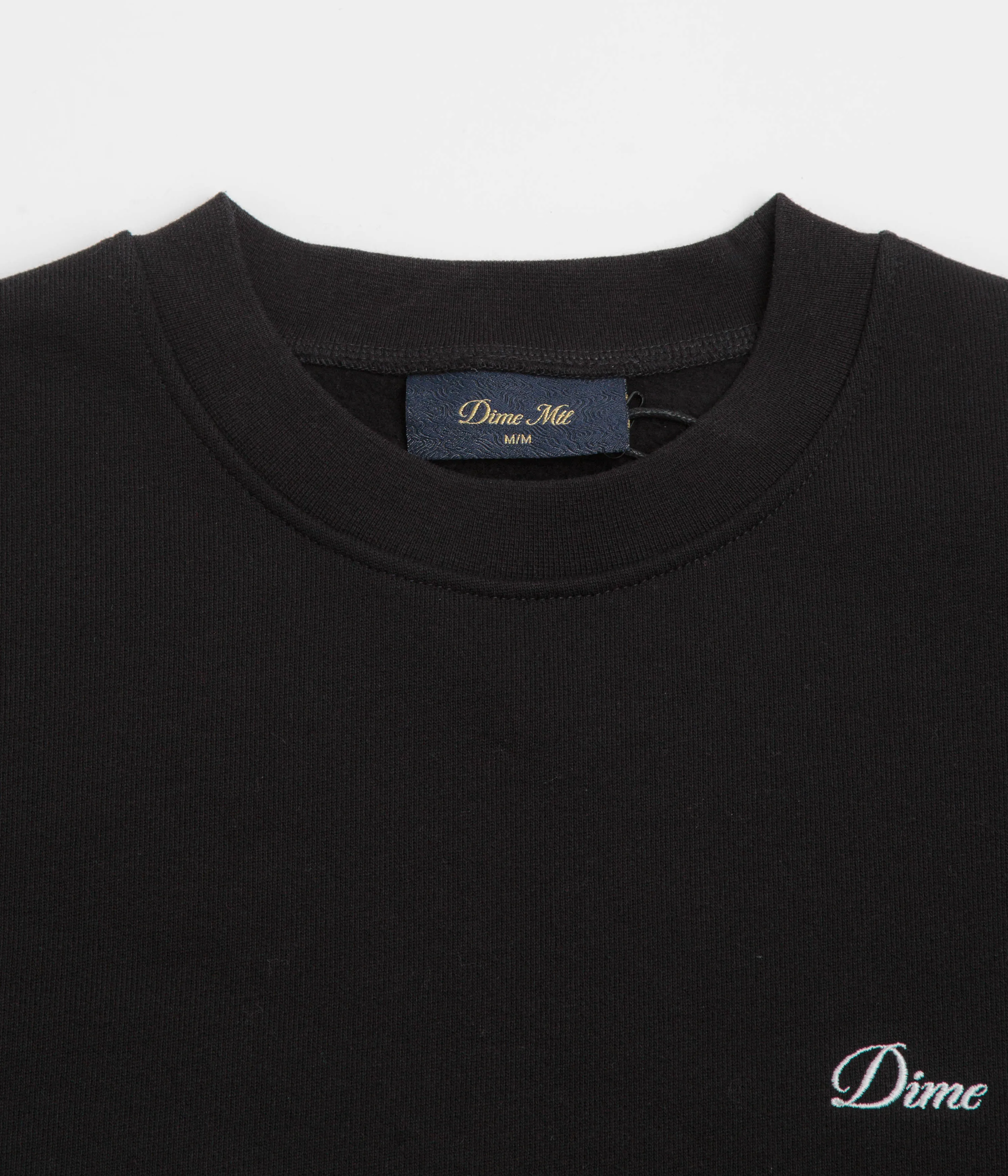 Dime Cursive Small Logo Crewneck Sweatshirt - Black Soft Touch Outdoor Adventure