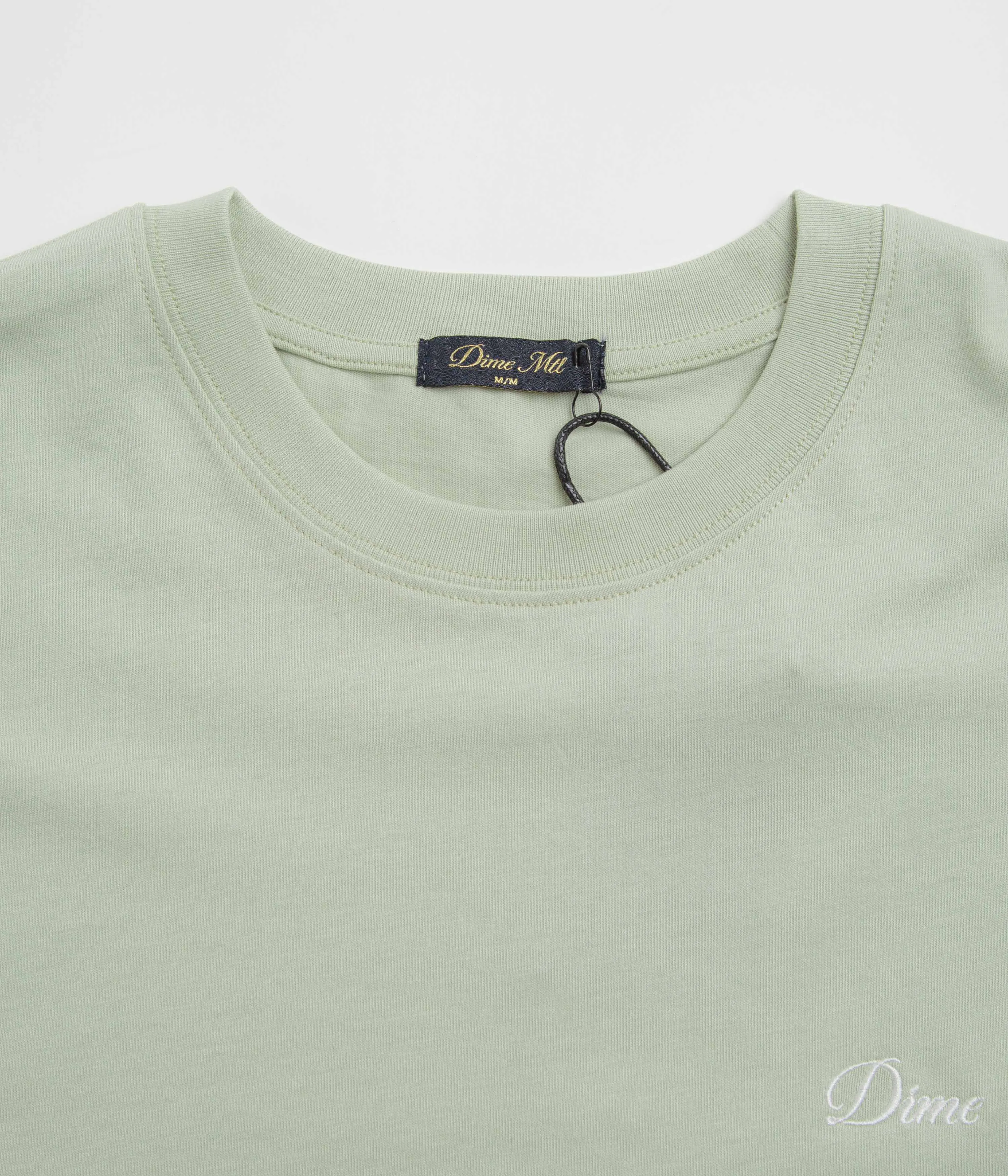 Dime Cursive Small Logo T-Shirt - Charcoal Moss Sleeveless Office building
