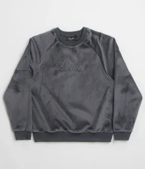 product running suitable speed Dime Cursive Velvet Crewneck Sweatshirt - Smoke