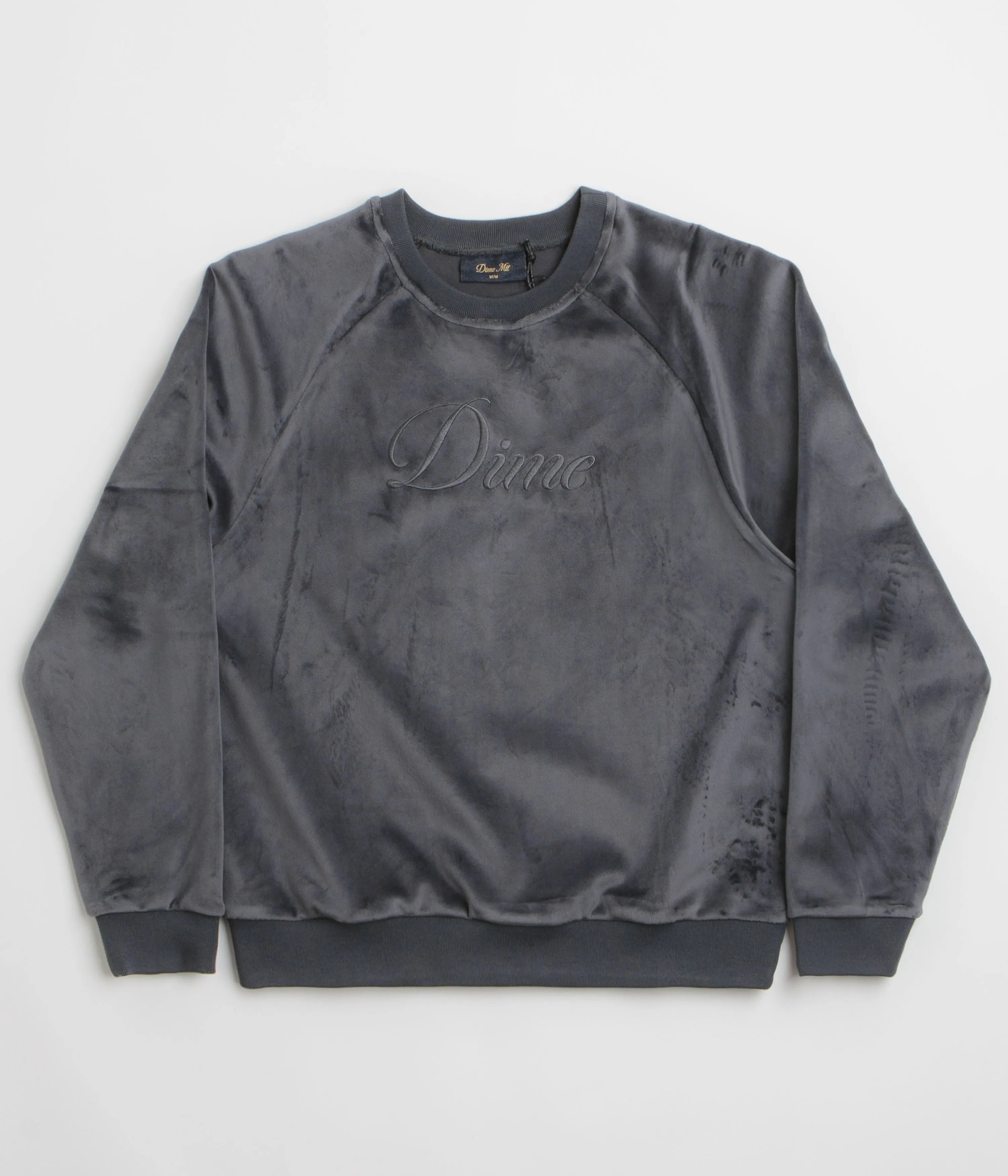product running suitable speed Dime Cursive Velvet Crewneck Sweatshirt - Smoke