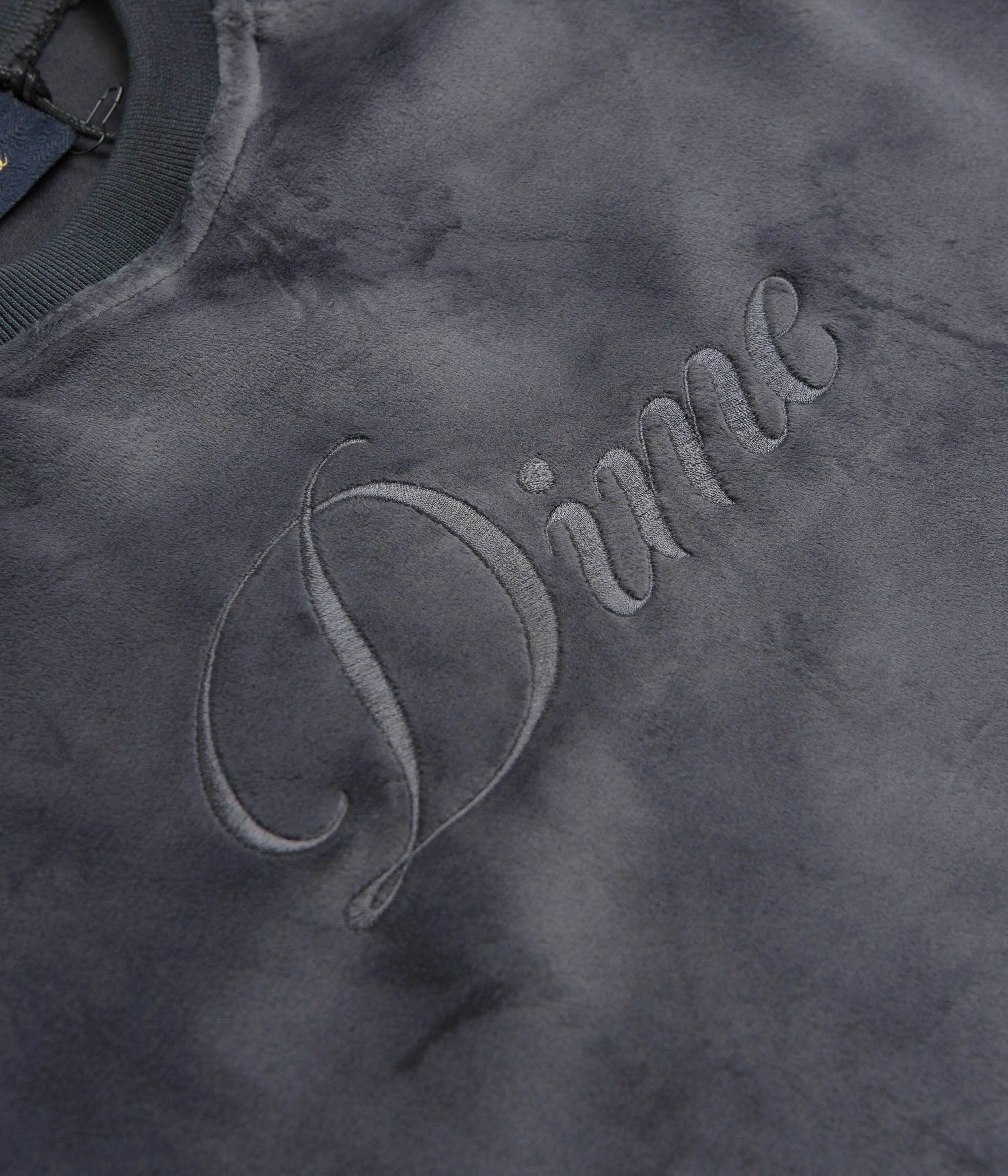 good for weekends Dime Cursive Velvet Crewneck Sweatshirt - Smoke