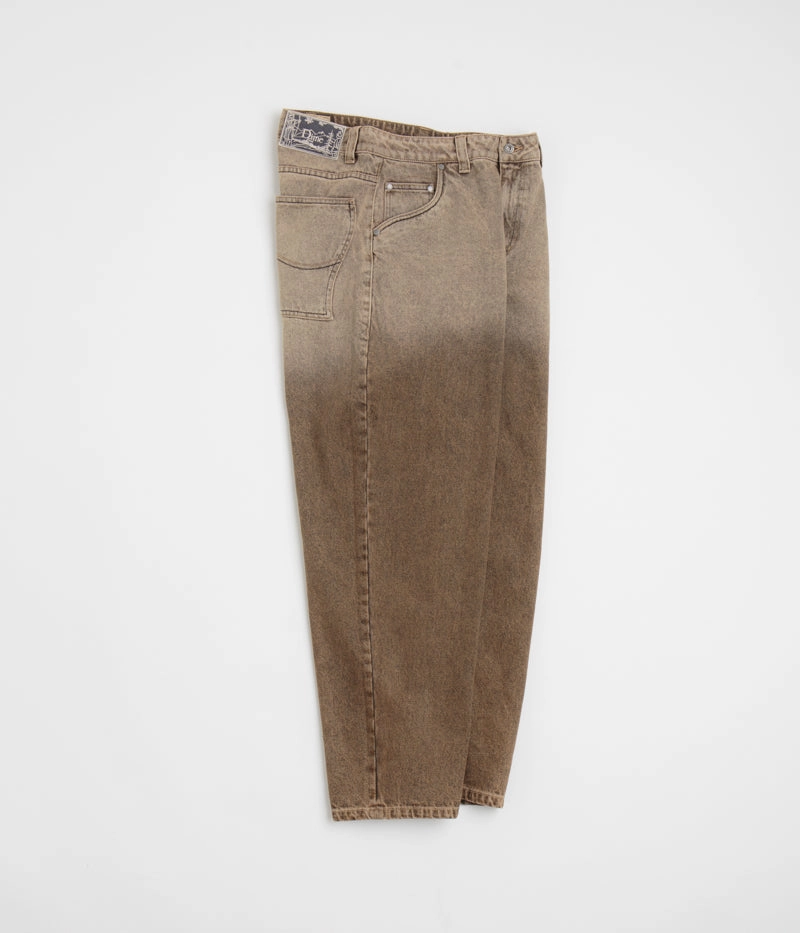 Soft Brushed Lining Yoga Ready Dime Classic Baggy Jeans - Dipped Sandblasted Brown