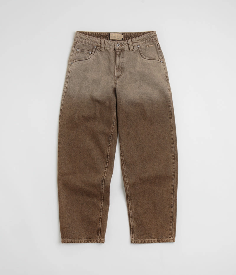 Dime Classic Baggy Jeans - Dipped Sandblasted Brown Flexible Piece Low Impact Dye