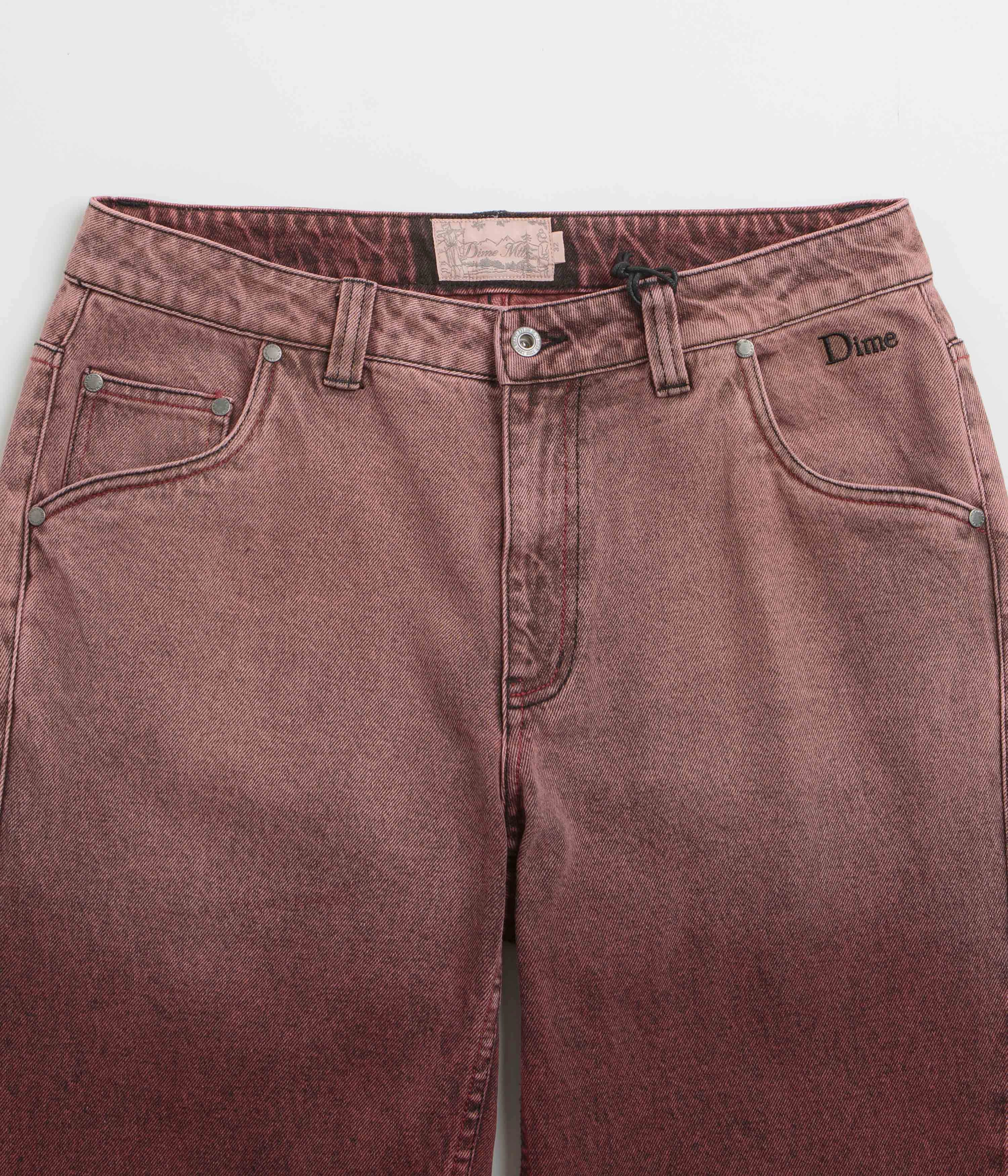 Dime Classic Relaxed Jeans - Dipped Sandblasted Burgundy Core Cut