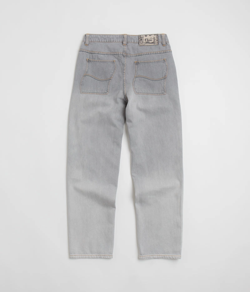 Dime Classic Relaxed Jeans - Dipped Sandblasted Grey Non Slip Waistband Structured Hemline