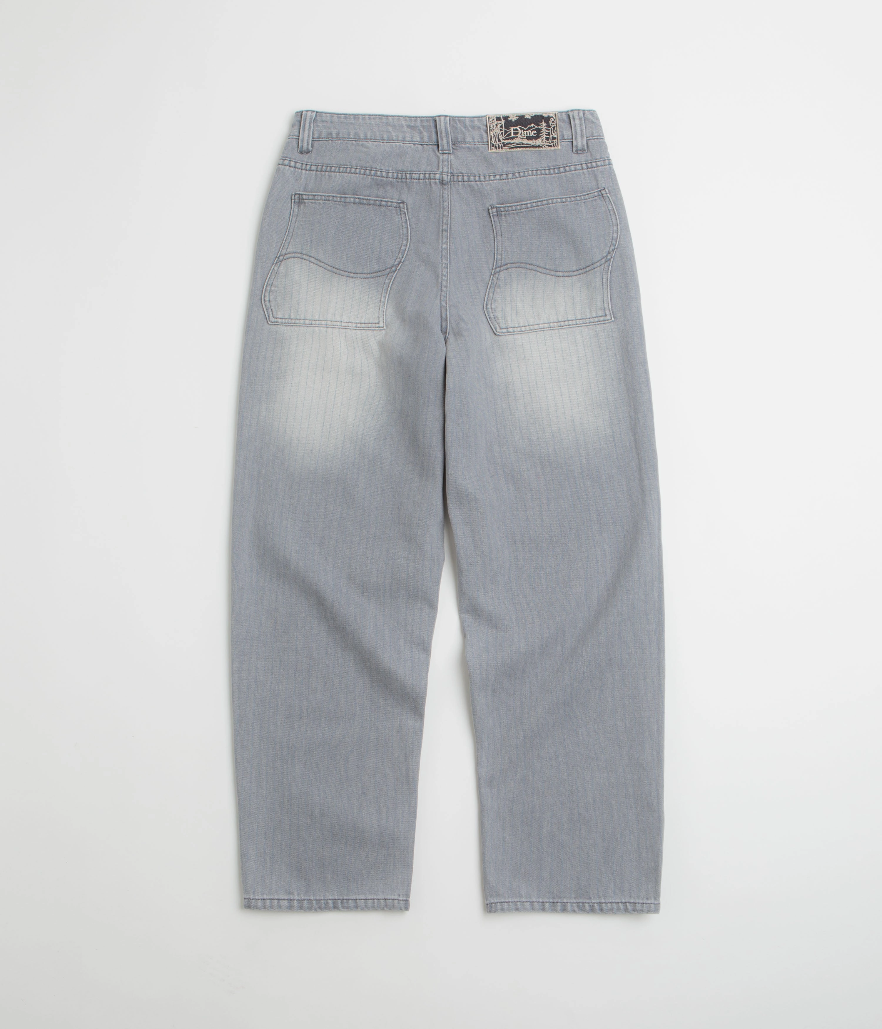 Dime Striped Classic Baggy Denim Pants - Sandblasted Grey Slip Resistant Casual Design