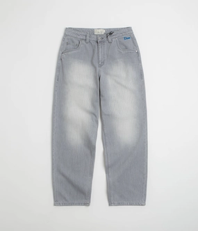 SmoothZipClosure Stain Repellent Coating Dime Striped Classic Baggy Denim Pants - Sandblasted Grey