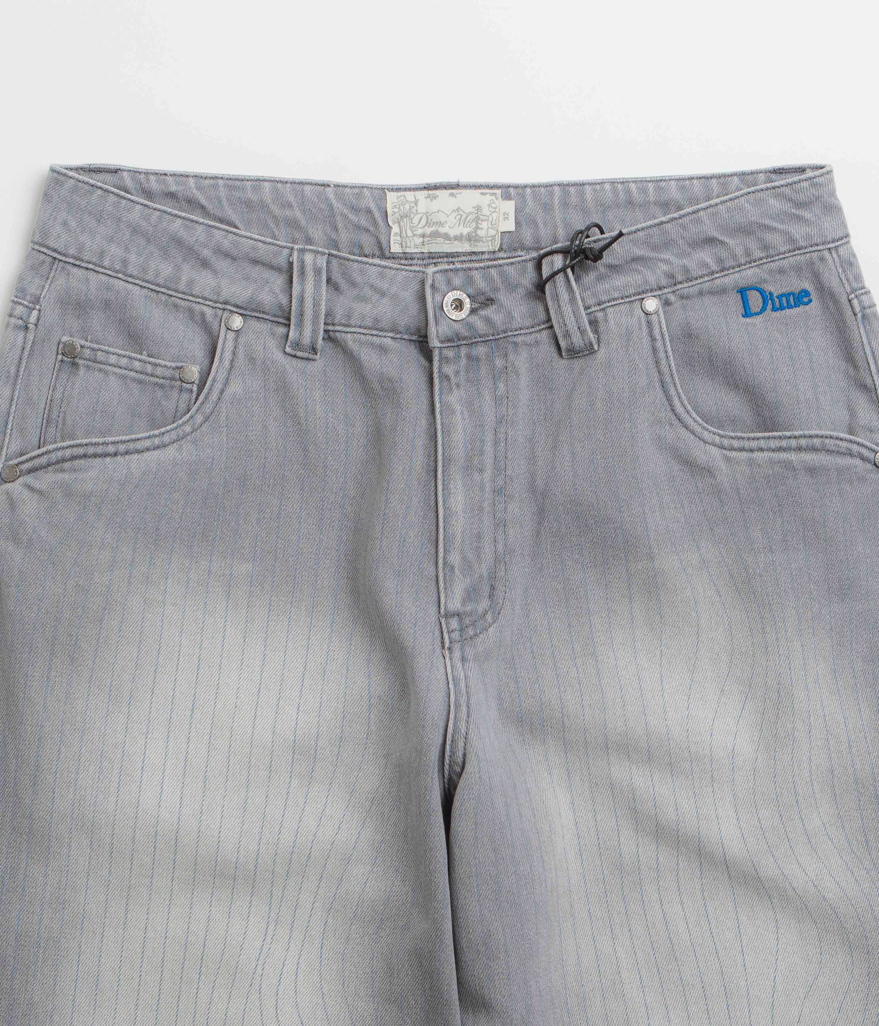 Petite Fit Anti Odor Technology Dime Striped Classic Baggy Denim Pants - Sandblasted Grey
