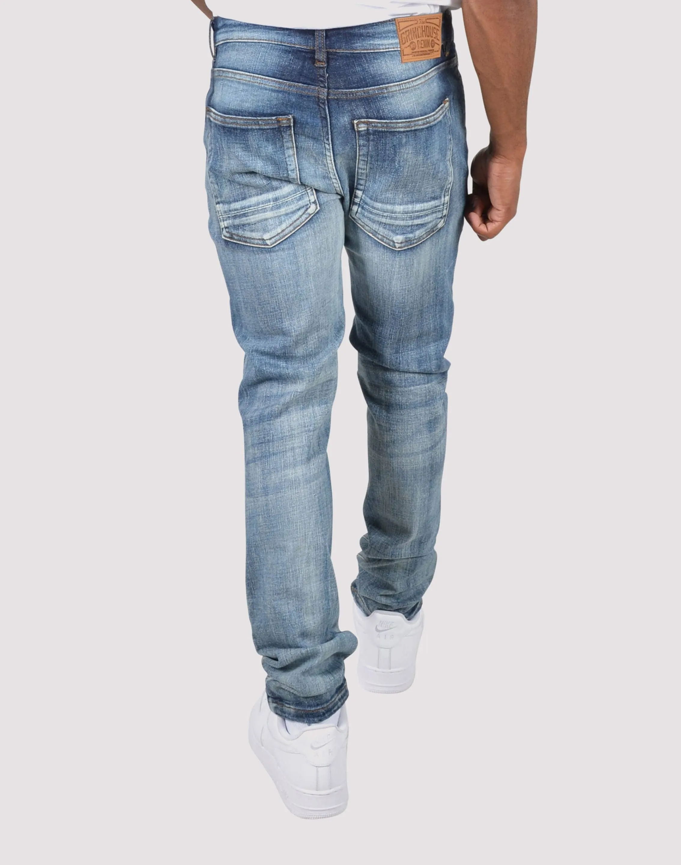 Grindhouse Vintage Rip N Repair Slim Fit Denim Jeans Hope Fit AbrasionResistantFabric