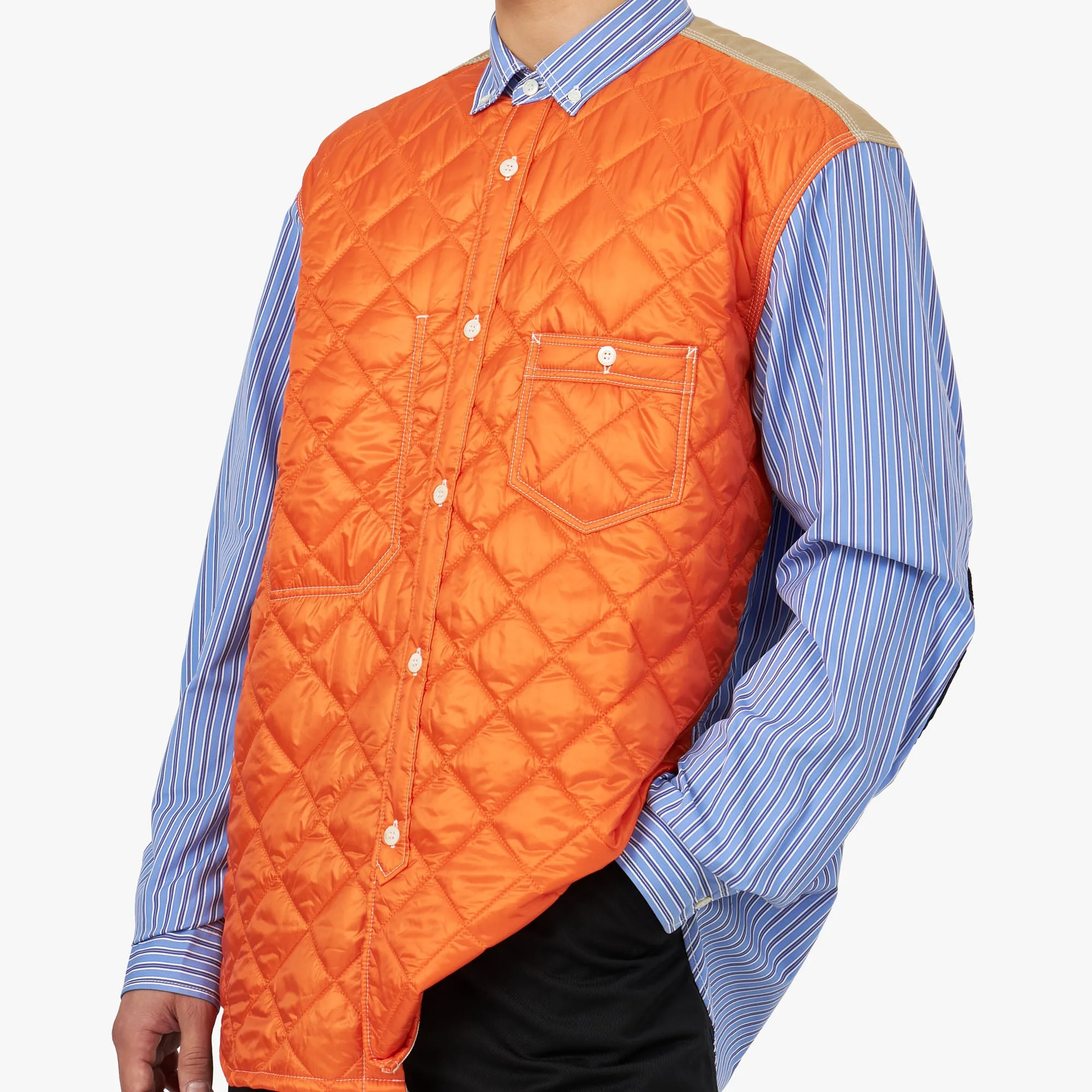 BBQ Party Wrinkle-Resistant Junya Watanabe MAN Quilted Overshirt Blue / White - Orange