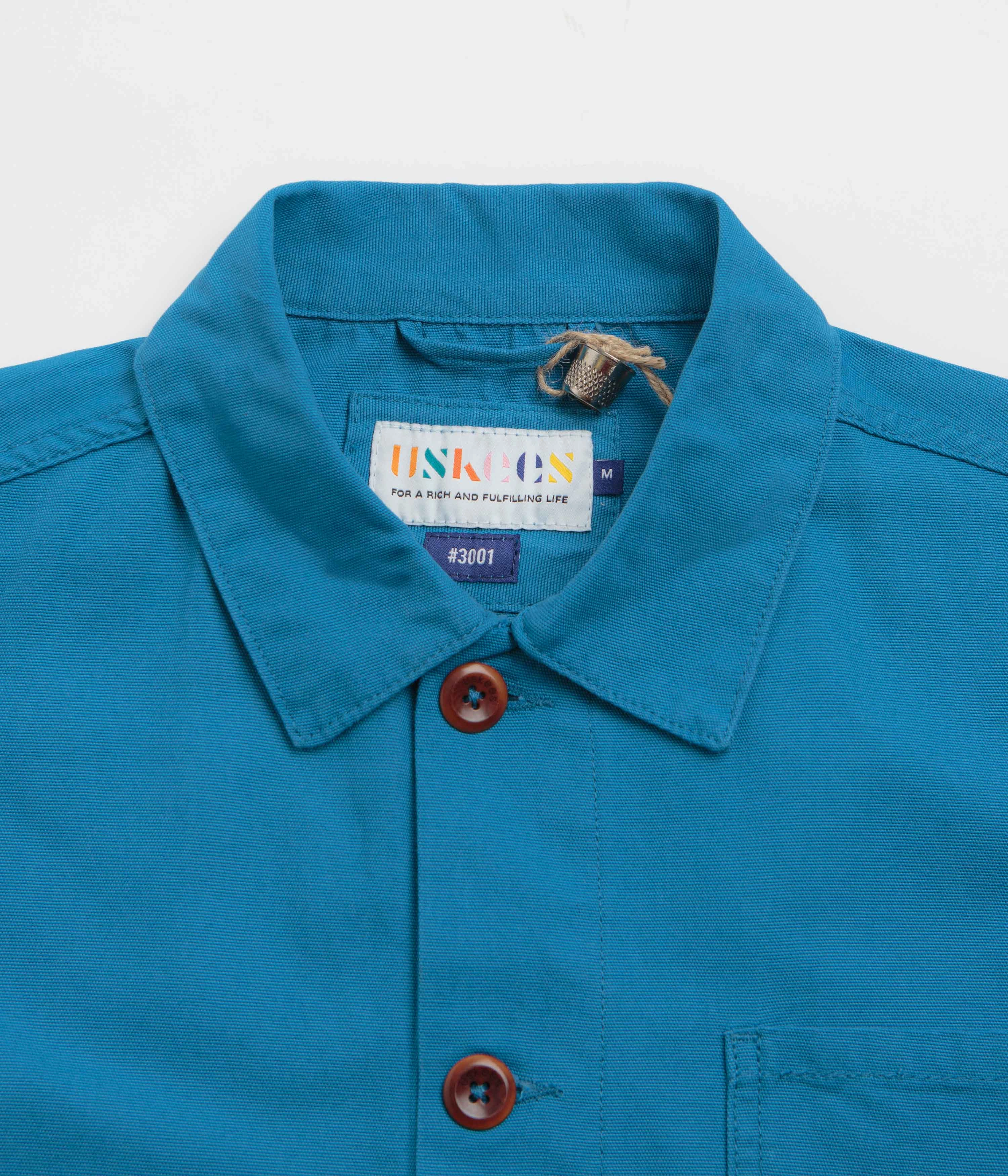 Uskees 3001 Buttoned Overshirt - Bright Blue Frictionless Cuffs