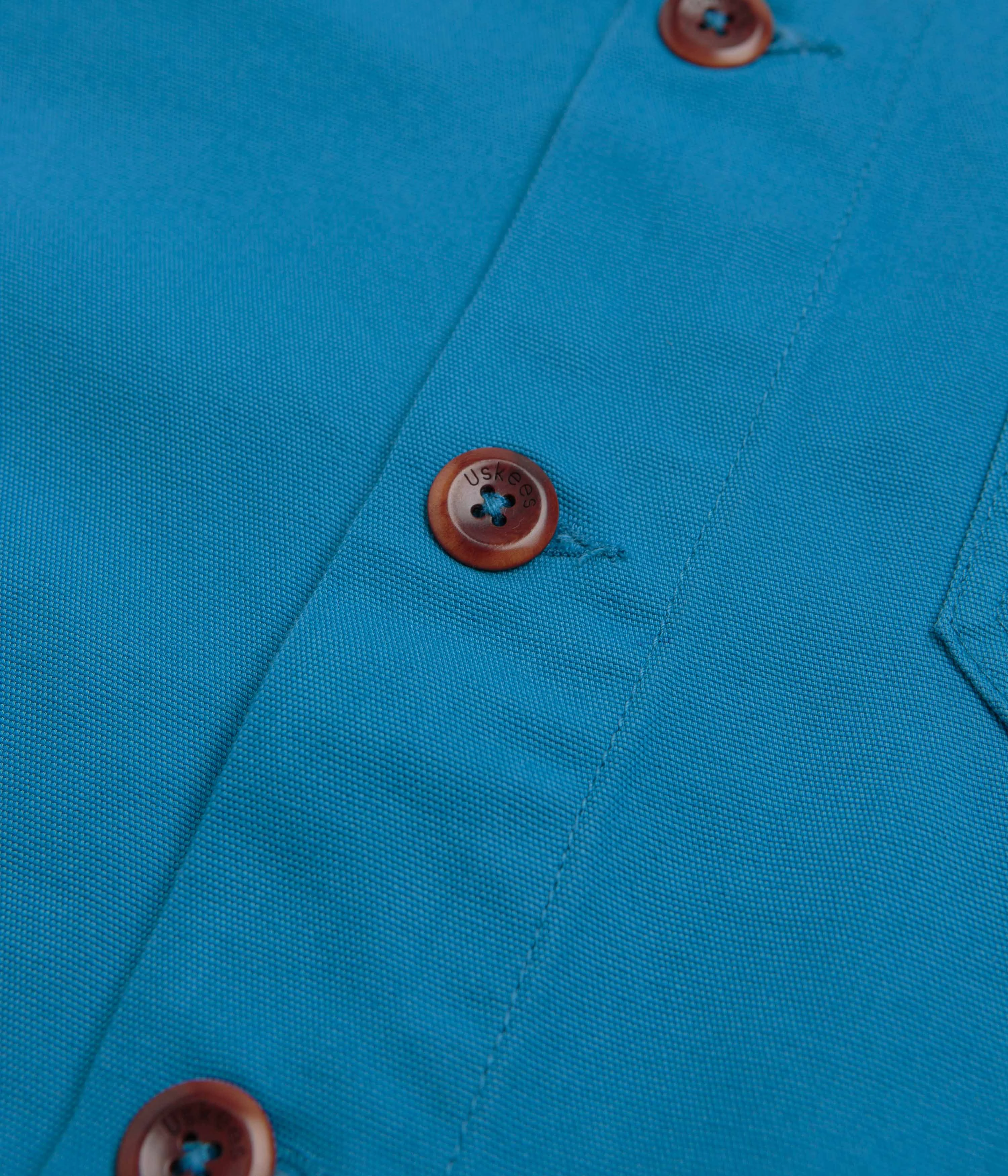 Uskees 3001 Buttoned Overshirt - Bright Blue Anti Static Finish Authorize