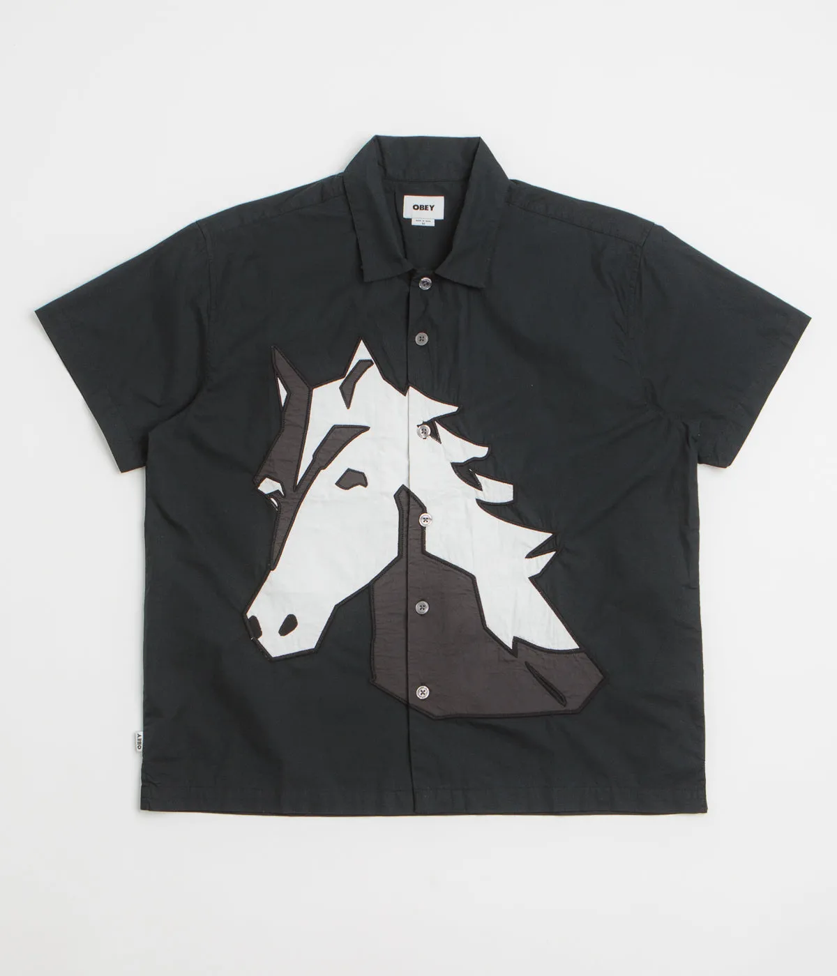 Anti Static Lining Monochrome Style Obey Beau Short Sleeve Shirt - Black Multi