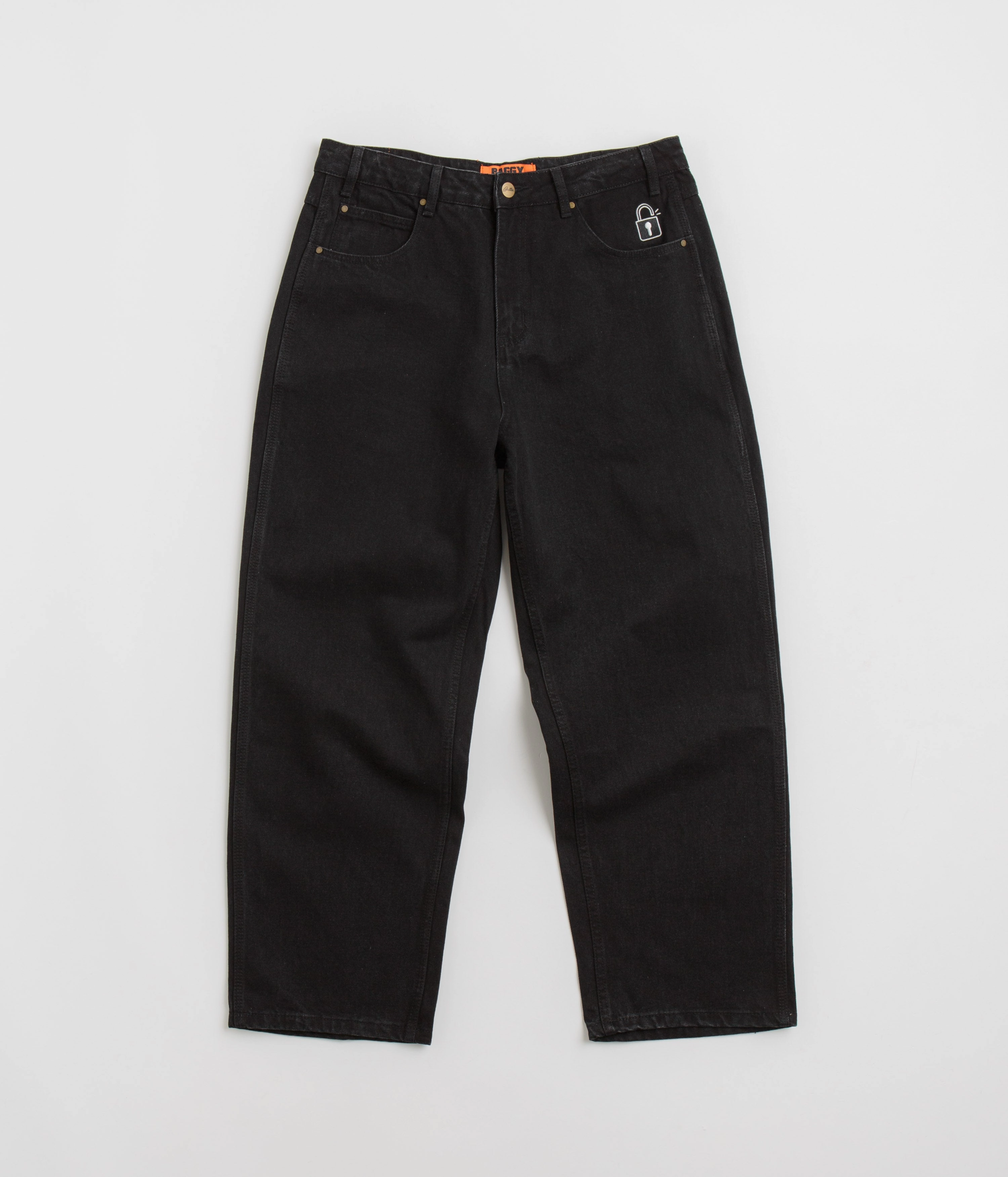 Butter Goods Lock Baggy Jeans - Flat Black High Rise Design Travel Essential