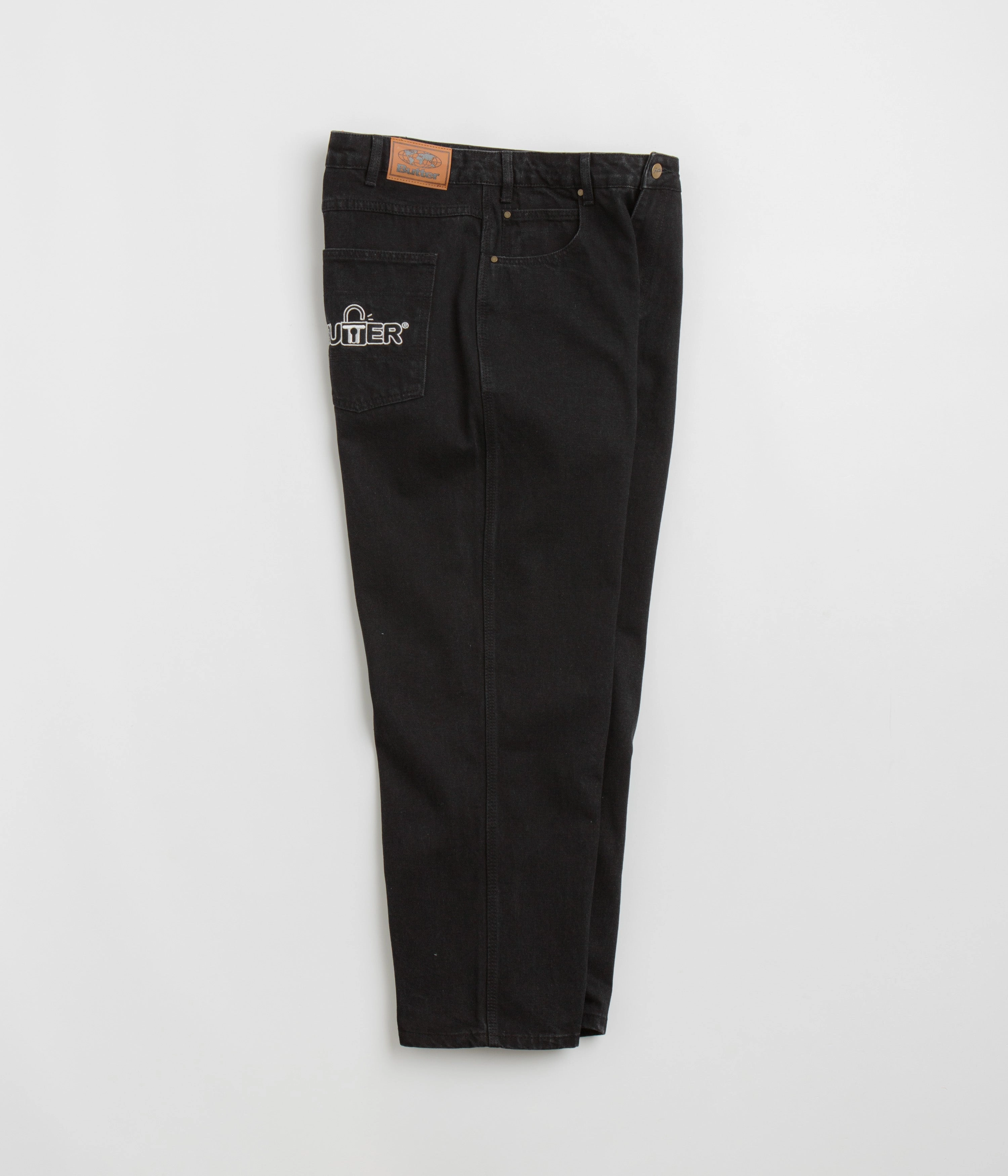 Butter Goods Lock Baggy Jeans - Flat Black Petite Fit
